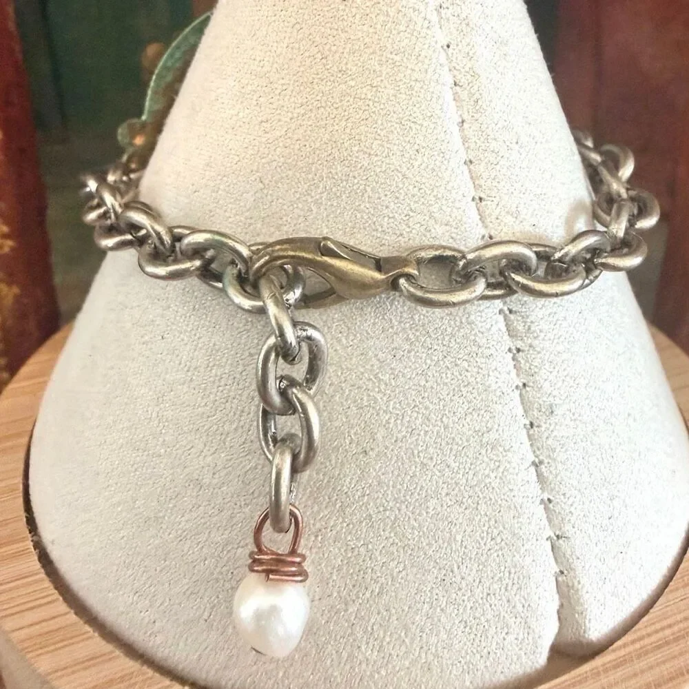 Artisan Mixed Metal Crown Statement Bracelet